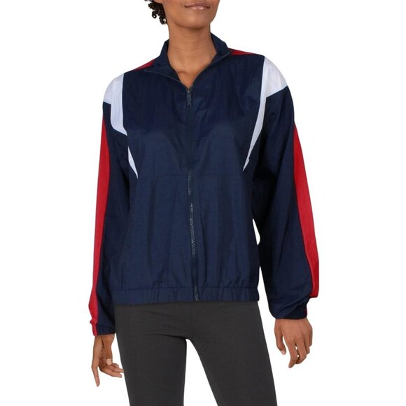 NWT Reebok Womens Pocket Nylon Track Jacket IU0779 Vector Navy Blue S - Picture 1 of 4
